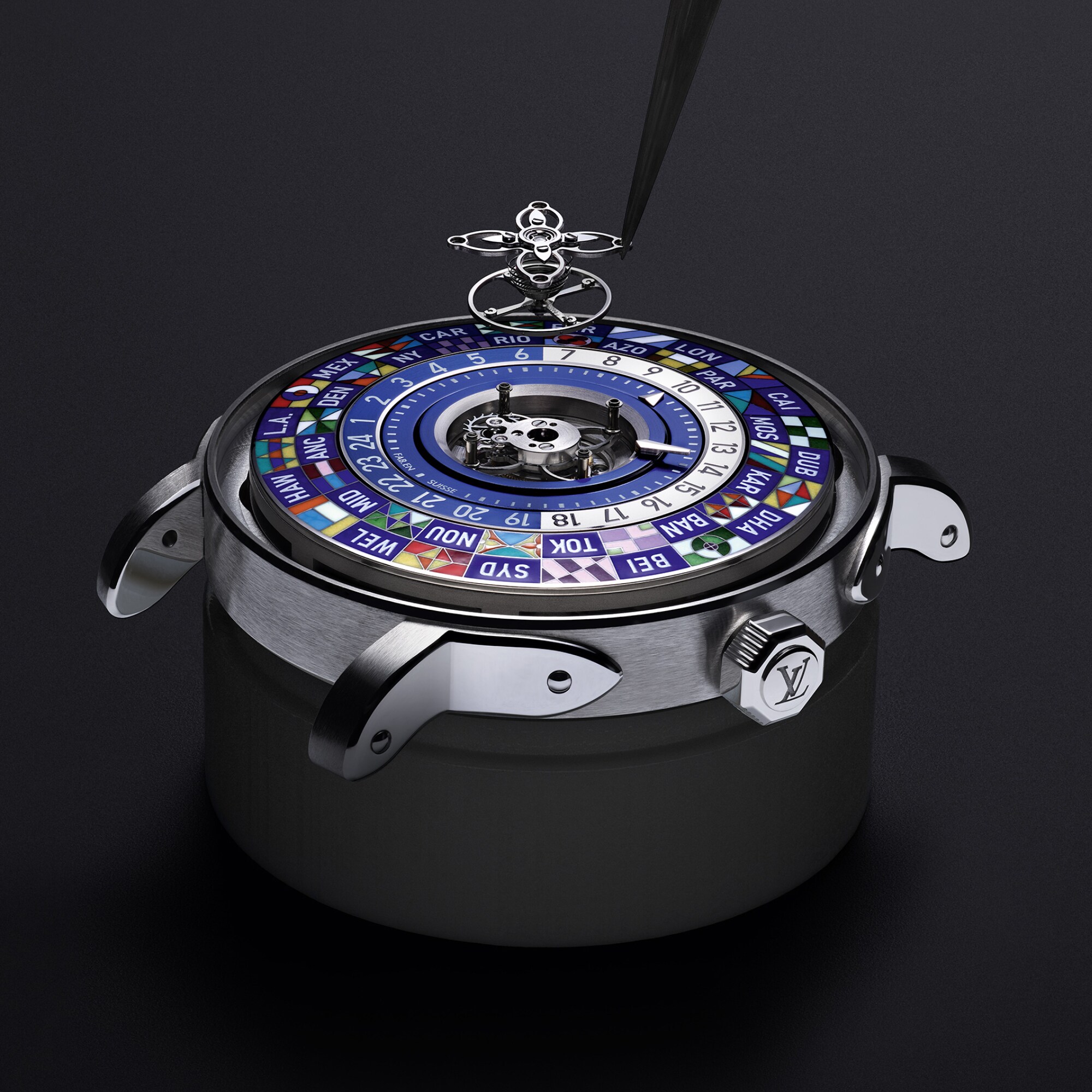Louis Vuitton Escale Worldtime Flying Tourbillon, Automatikuhrwerk, 40 mm, Platin Uhren Alle Uhren } | LOUIS VUITTON